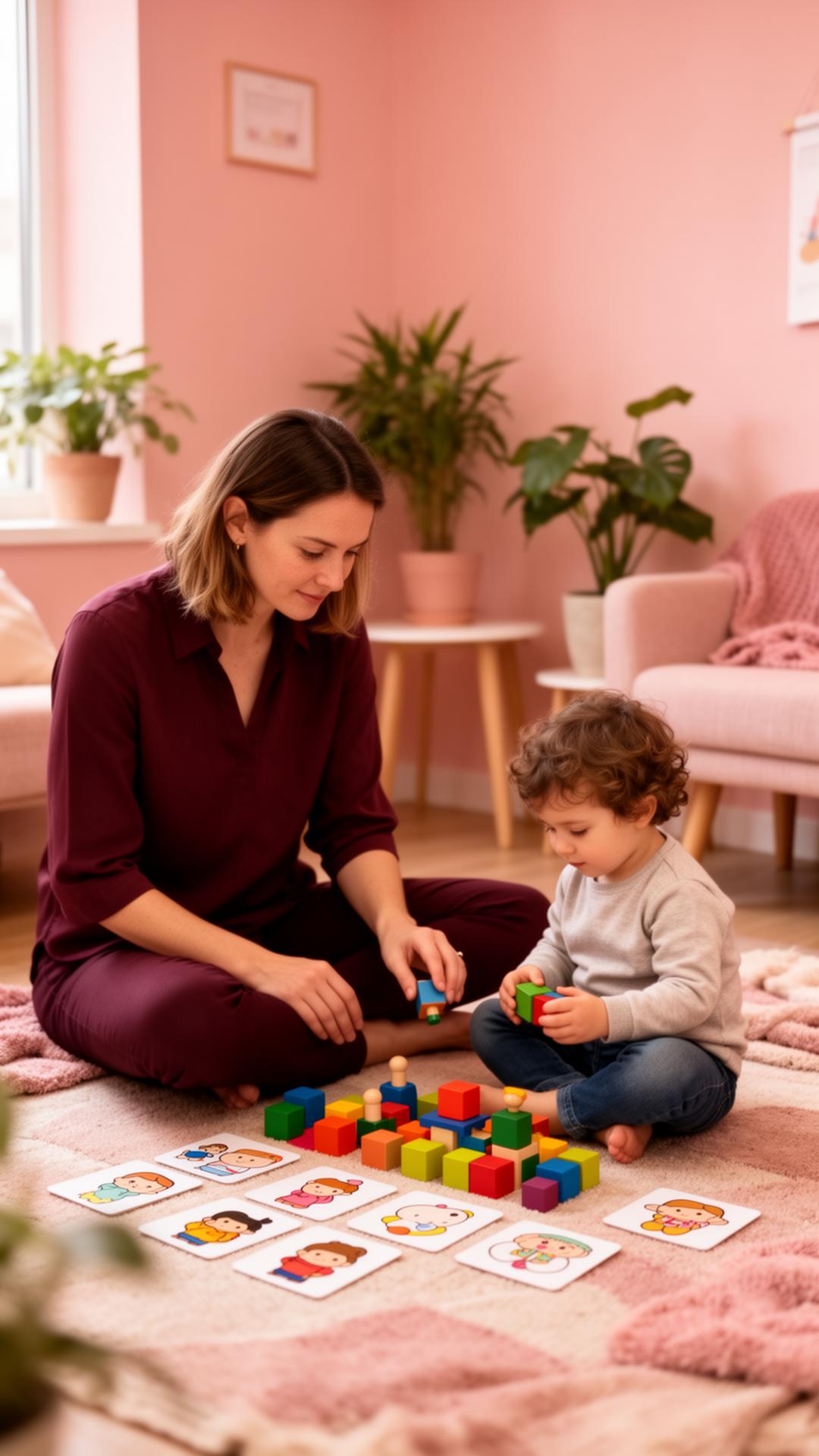 Sessão de fonoaudiologia infantil em consultório acolhedor